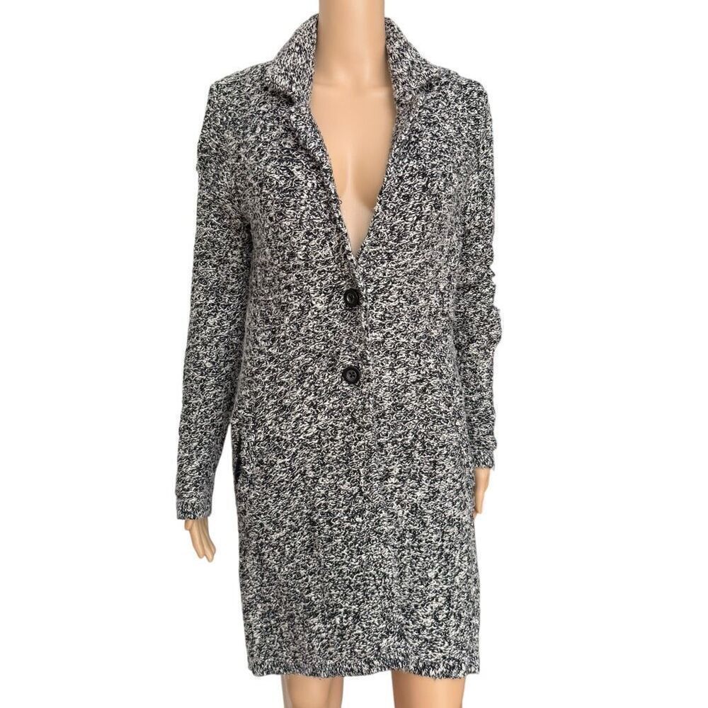 Lucky Brand Mackenzie black marked knit sweater coat cotton blend size S